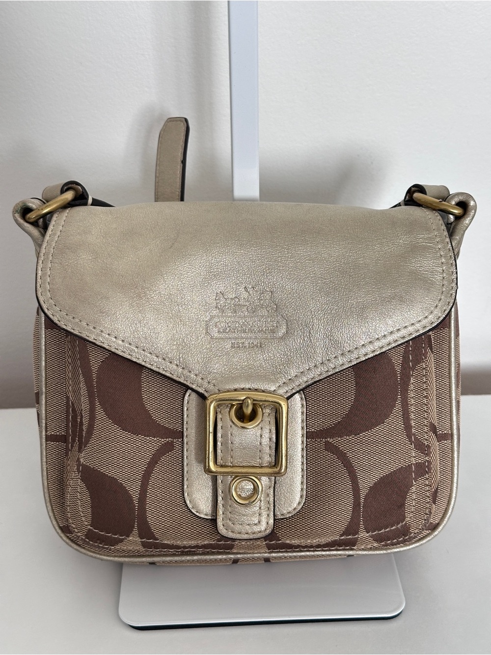 Coach Platinum Signature Flap Jenny Crossbody Bag